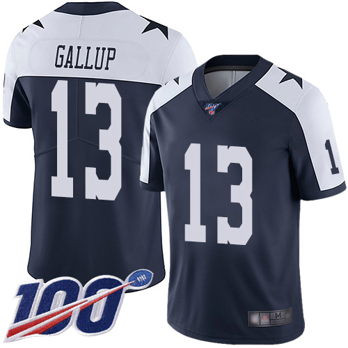 Men Dallas Cowboys Limited Navy Blue Michael Gallup Alternate 13 100th Season Vapor Untouchable Throwback NFL Jersey